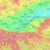 西安市の地形図、標高、起伏